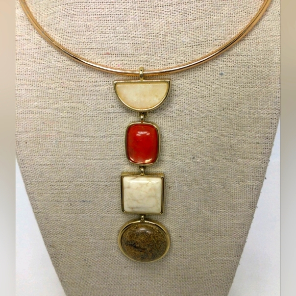 White House Black Market Jewelry - White House Black Market Geometric Faux Stone Collar Necklace – 12" NWOT